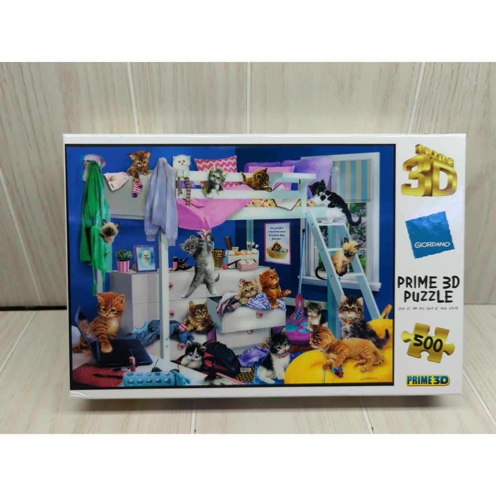 Giordano Prime 3D puzzle 500 piece jigsaw puzzle complete kittens cats sleepover